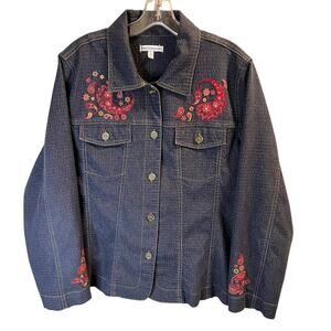 Rebecca Malone Denim Button-up Shirt, Paisley Embroidery, L
